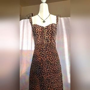 Leopard print denim dress